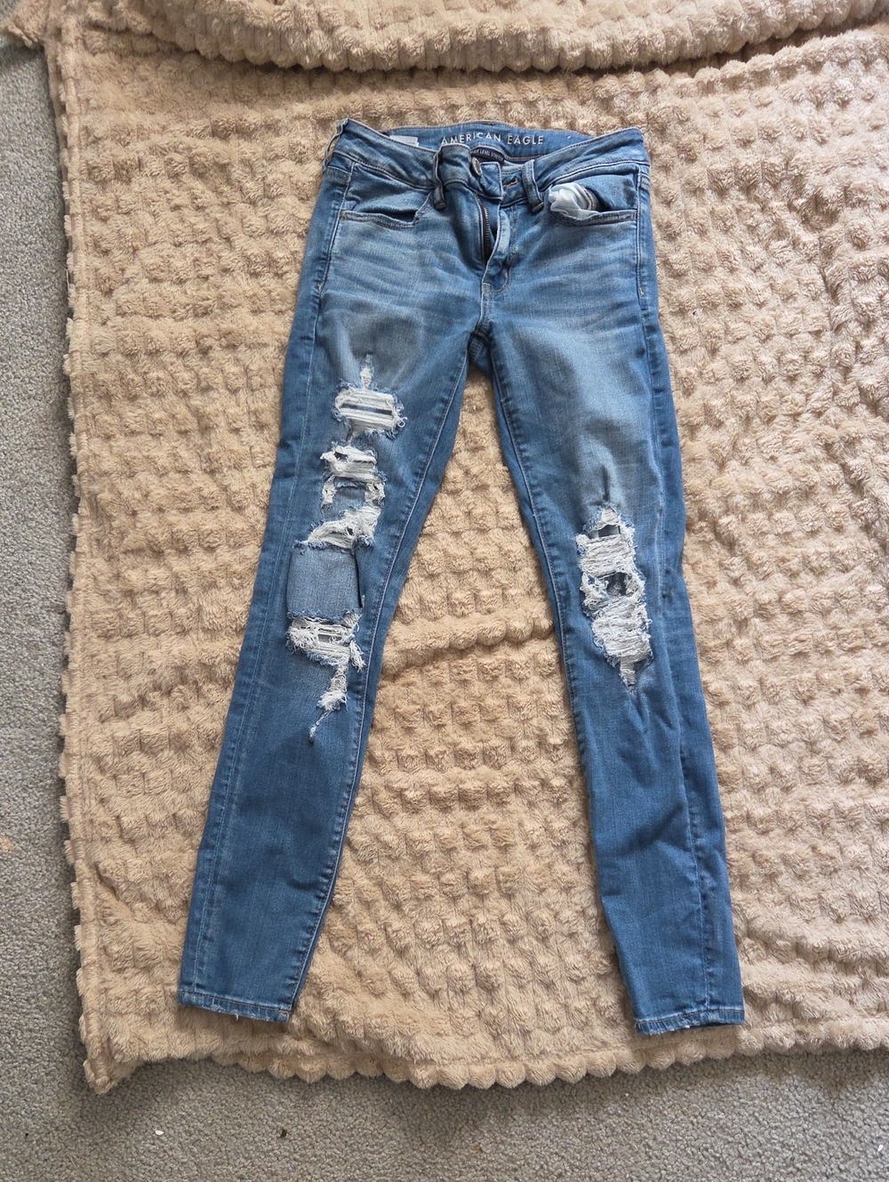 American Eagle Outfitters Women's Ripped Skinny Jeans - Blue